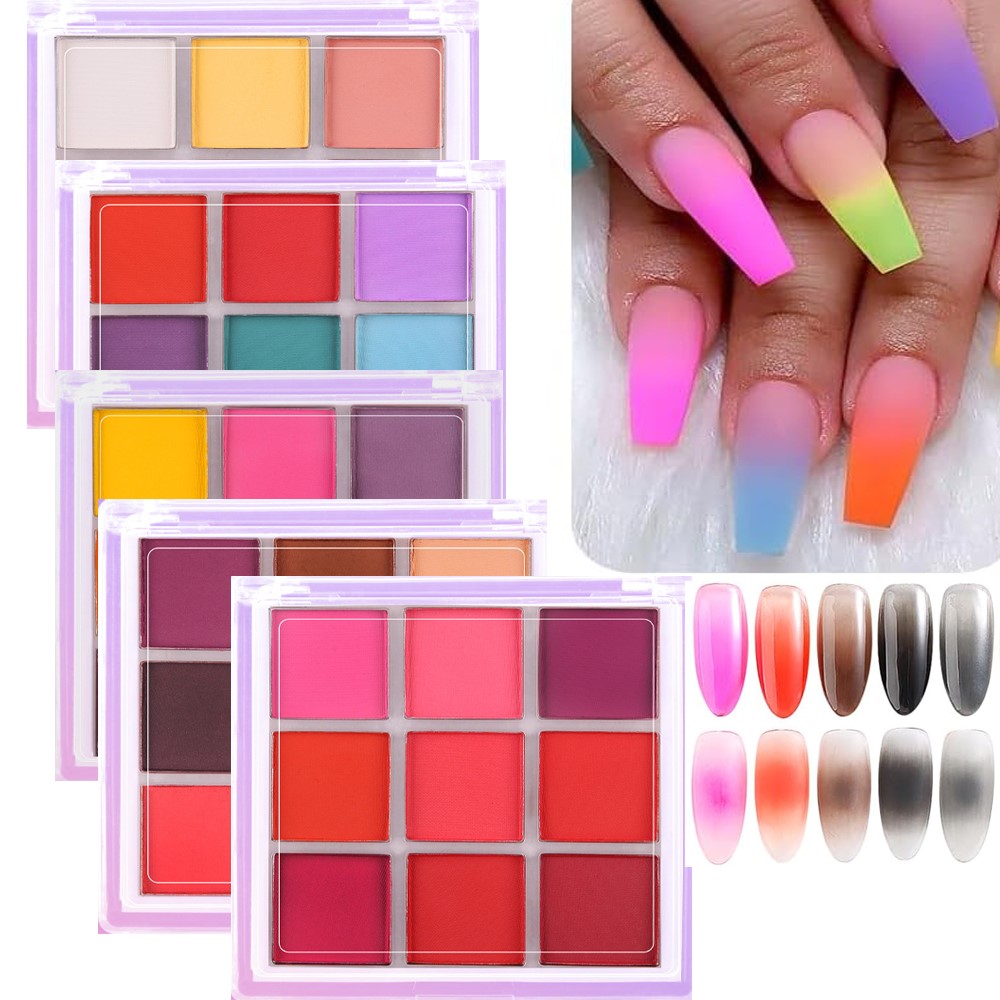 Nail Art Ombre Glitter - 4/6/9 цветов, палитра пигментов для ногтей,