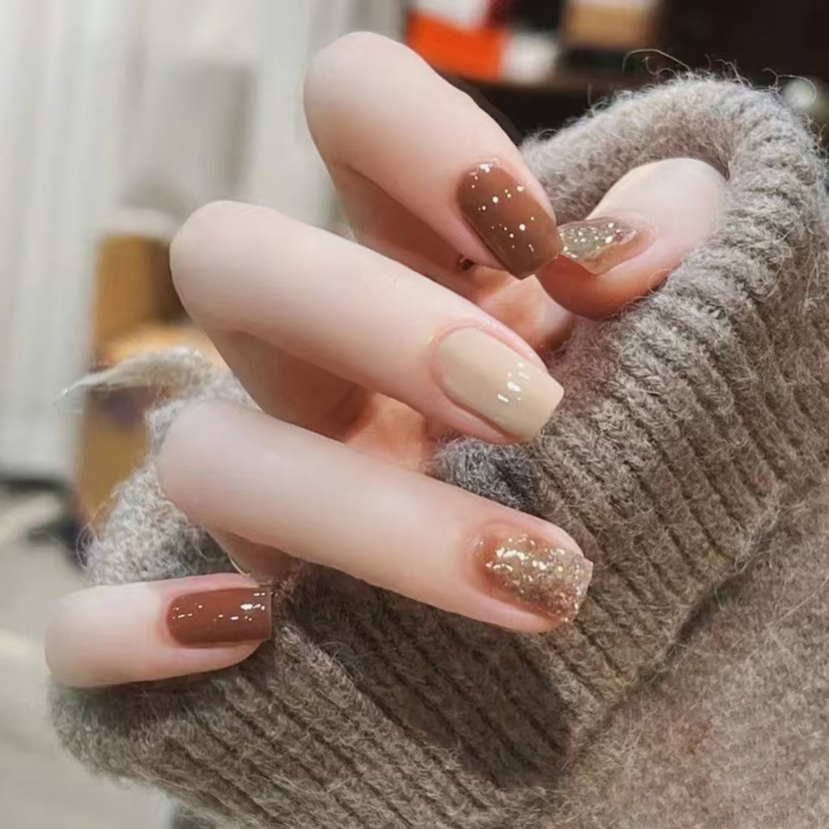 Nail Art Ombre Glitter - 24 шт., карамельно-коричневая блестящая палочка с