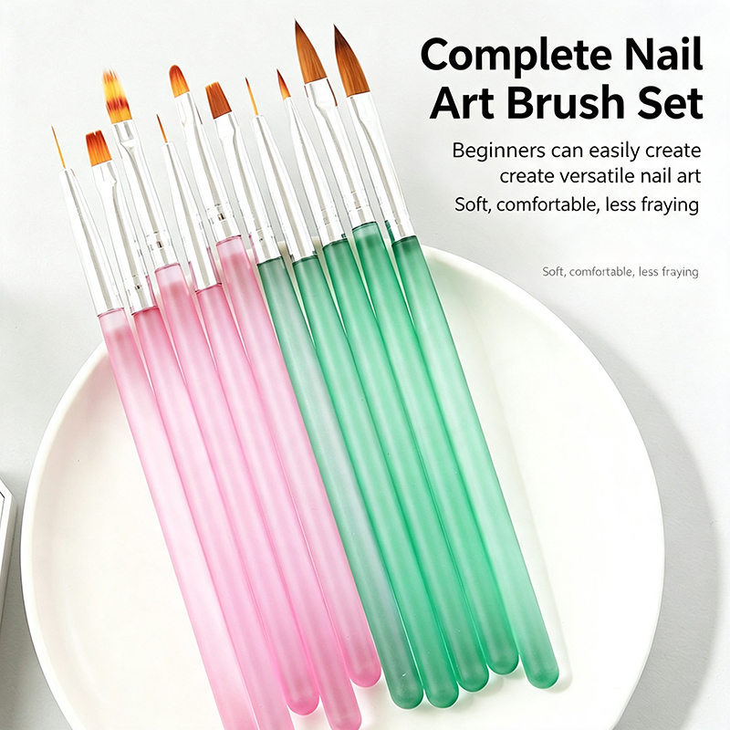 Nail Art Pink Soft - 5 шт. розовых прозрачных кистей для