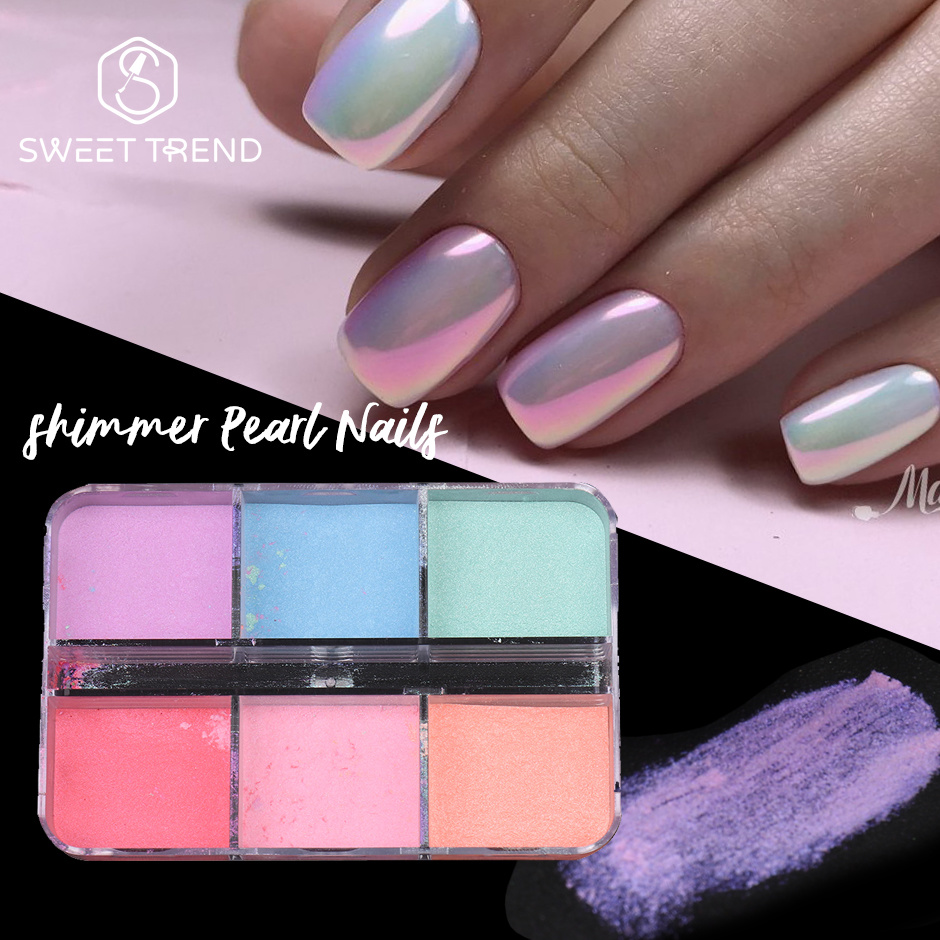 Nail Art Ombre Glitter - Набор из 6 контейнеров с зеркальной