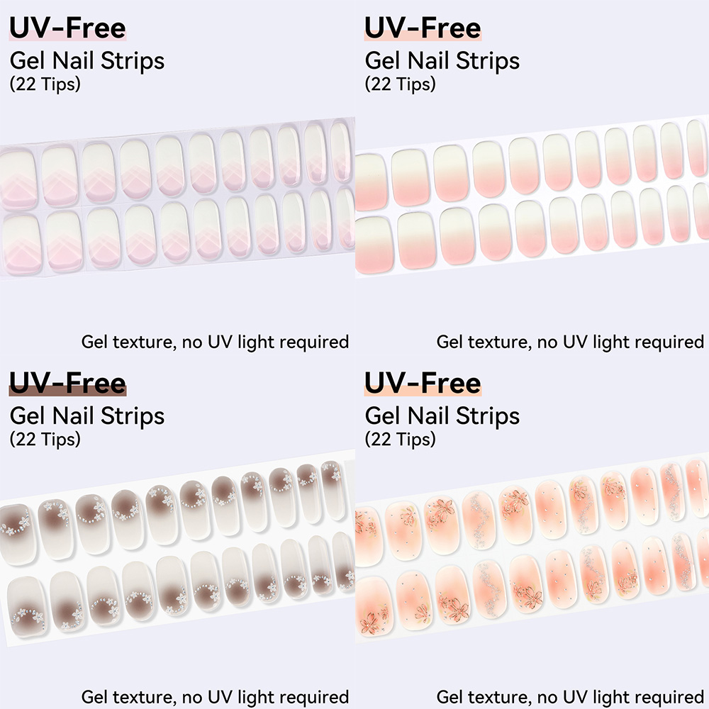 Nail Art Ombre Glitter - Гелевые наклейки для ногтей без УФ-излучения,