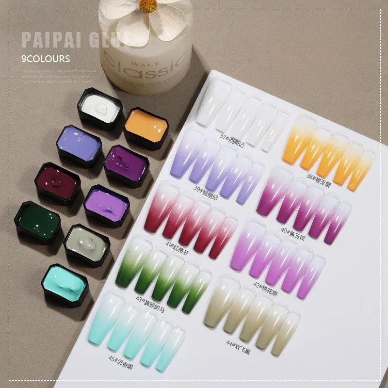 Nail Art Ombre Glitter - 9 цветов/коробка Pat Ombre Гель-лак для