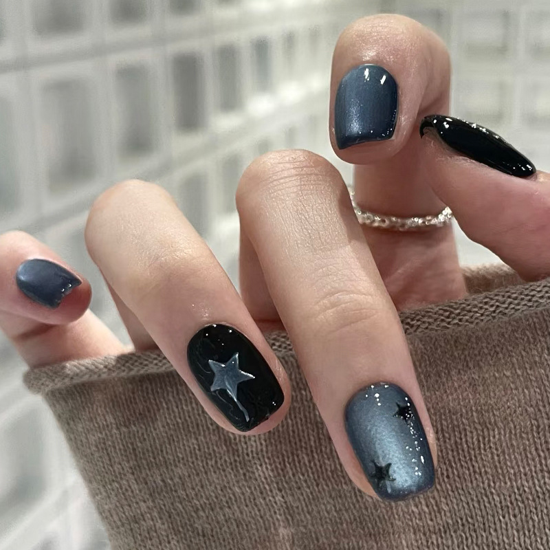 Nail Art Ombre Glitter - 24 шт. коротких квадратных накладных ногтей: