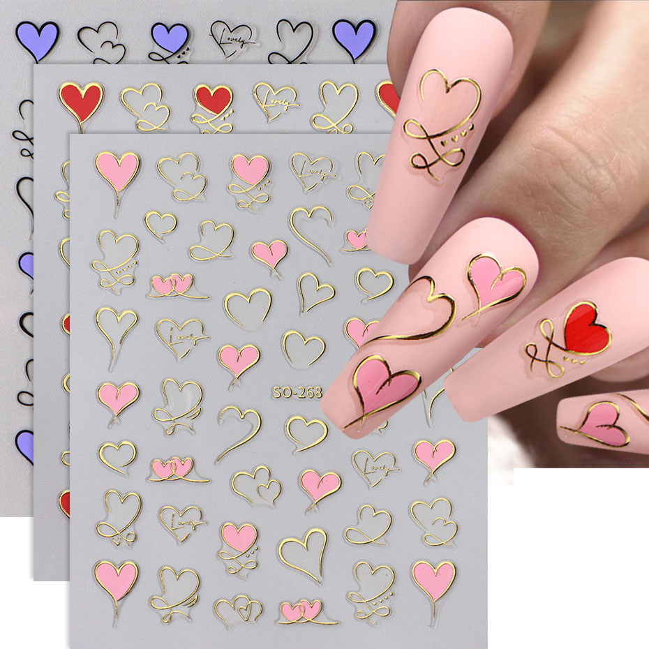 Nail Art Valentine - 3 шт. Y2K Gold Wave Line
