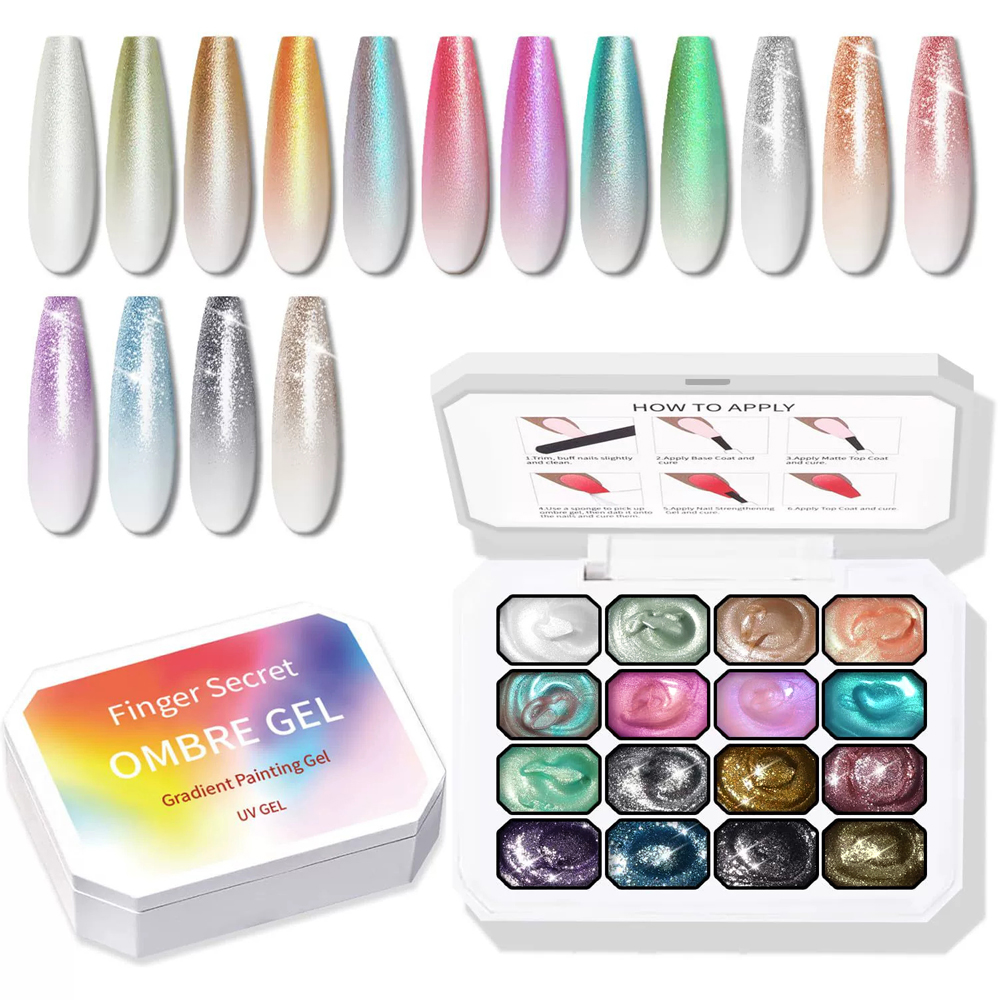 Nail Art Ombre Glitter - Палитра гель-лаков для ногтей 9-24 цвета: