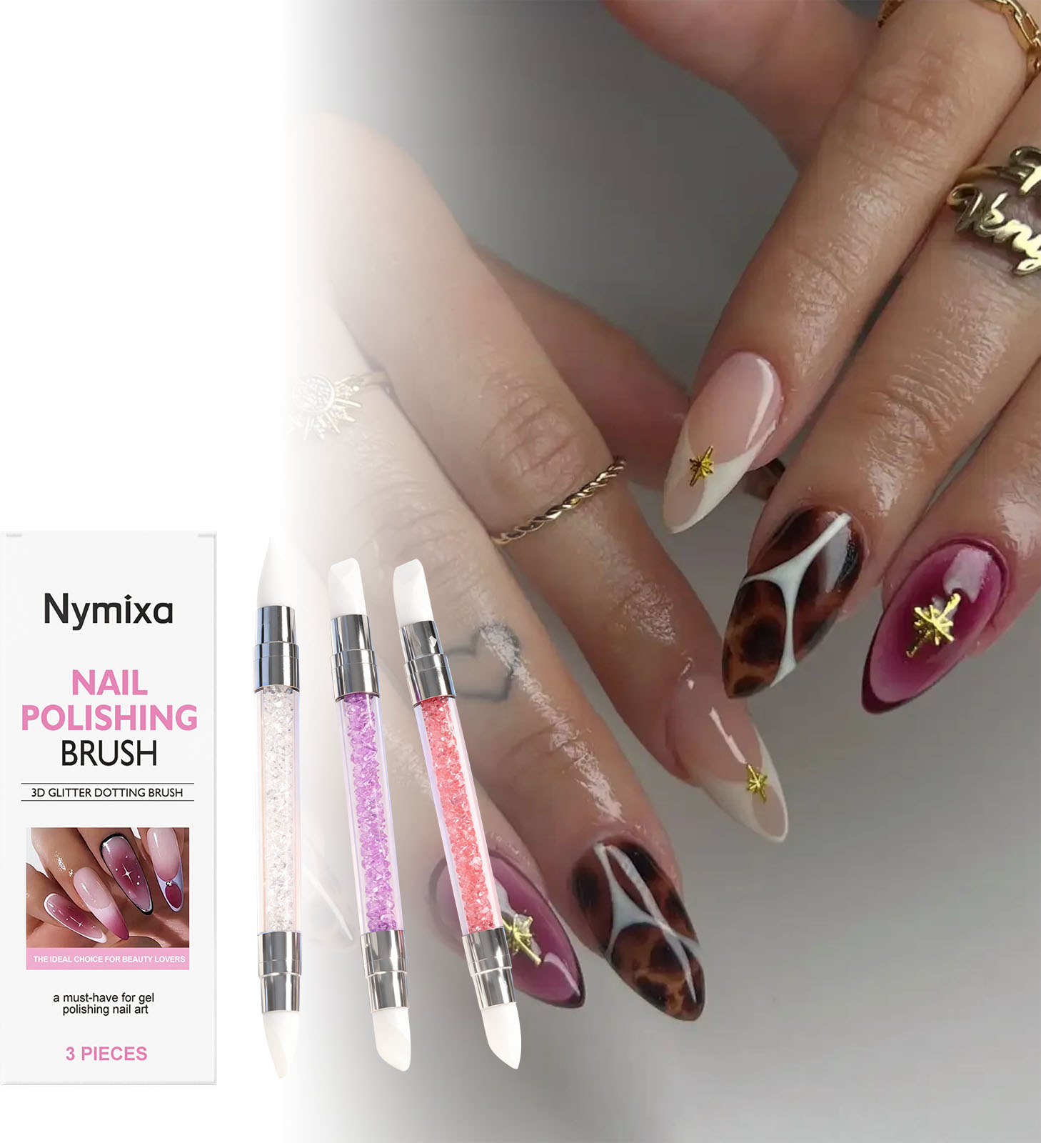 Nail Art Dotting Tool - Набор для дизайна ногтей Nymixa, 3