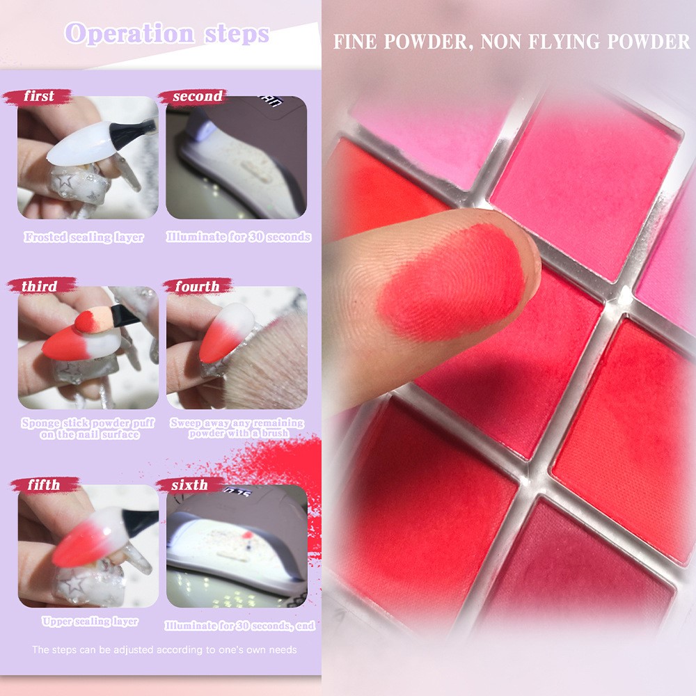 4/6/9 цветов, палитра пигменто – обзор и цена Nail Art Ombre Glitter