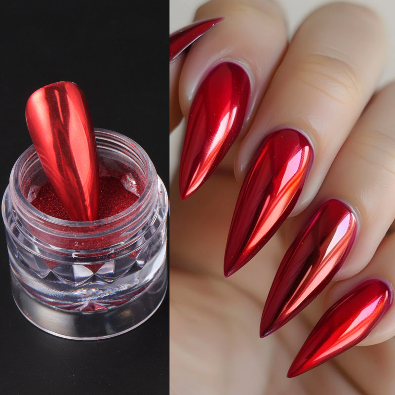 Хромированный красный розовый  – обзор и цена Nail Art Valentine