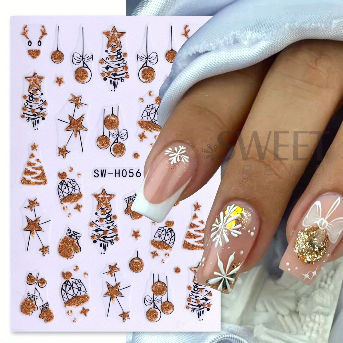 2 шт Великолепные блестящие Ро – обзор и цена Nail Art Xmas Design