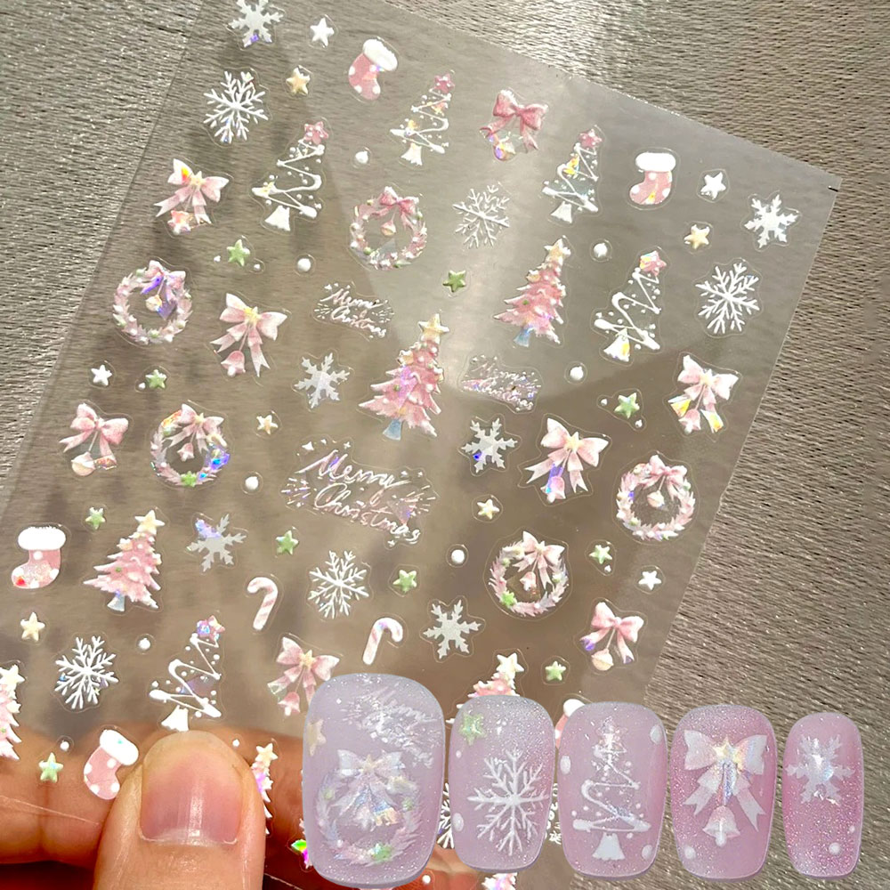 1 шт., розовая рождественская  – обзор и цена Nail Art Xmas Stickers