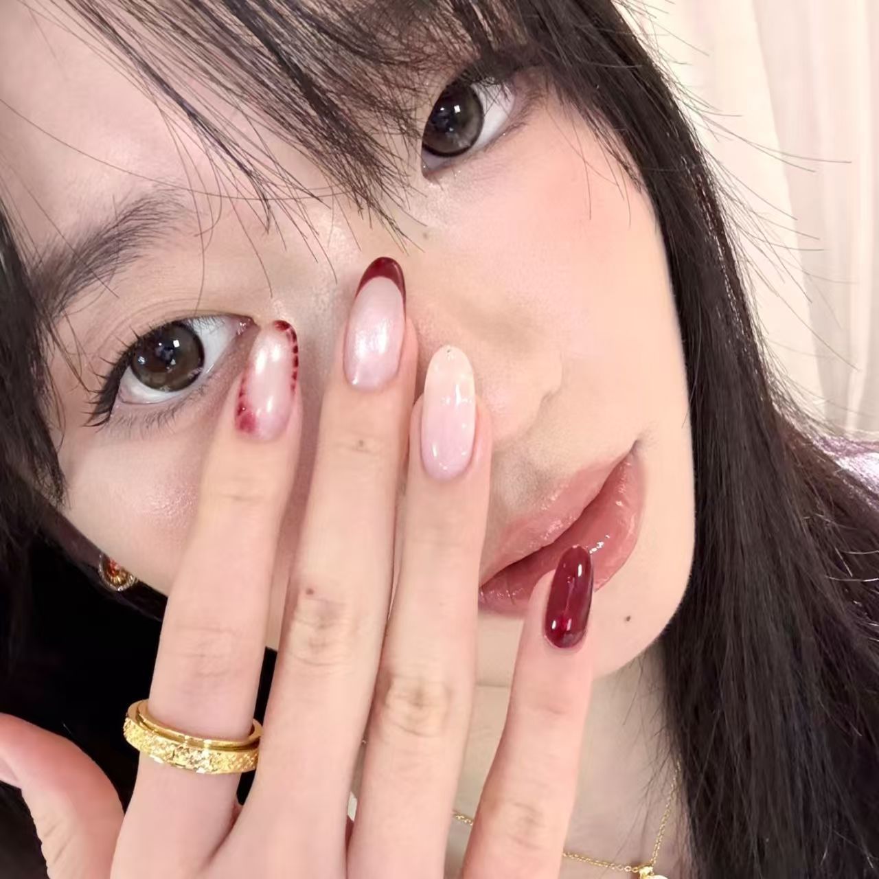 10 шт., овальные ногти ручной  – обзор и цена Nail Art Red Wine Cat Eye