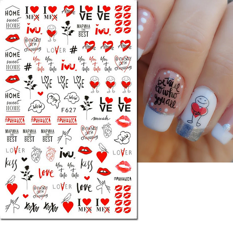 3D наклейки для ногтей на День – обзор и цена Nail Art Valentine