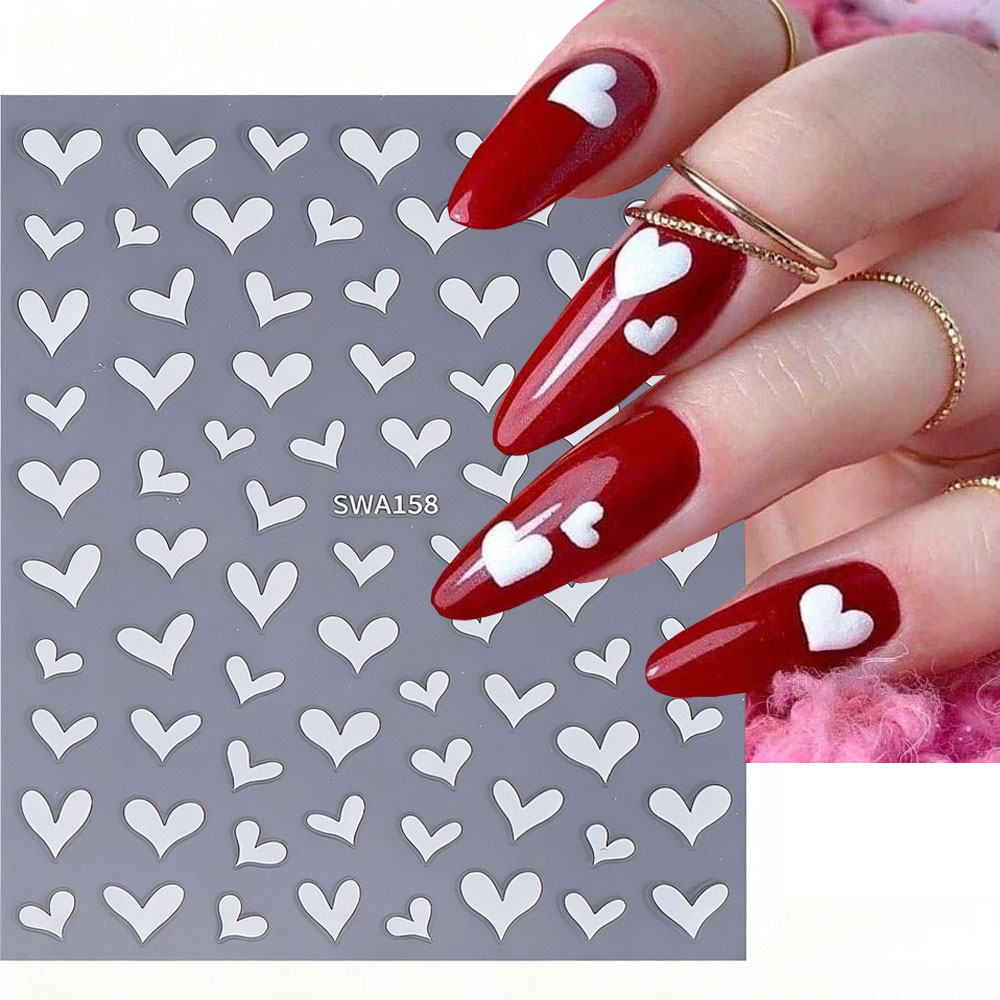3D белое сердце на День святог – обзор и цена Nail Art Valentine