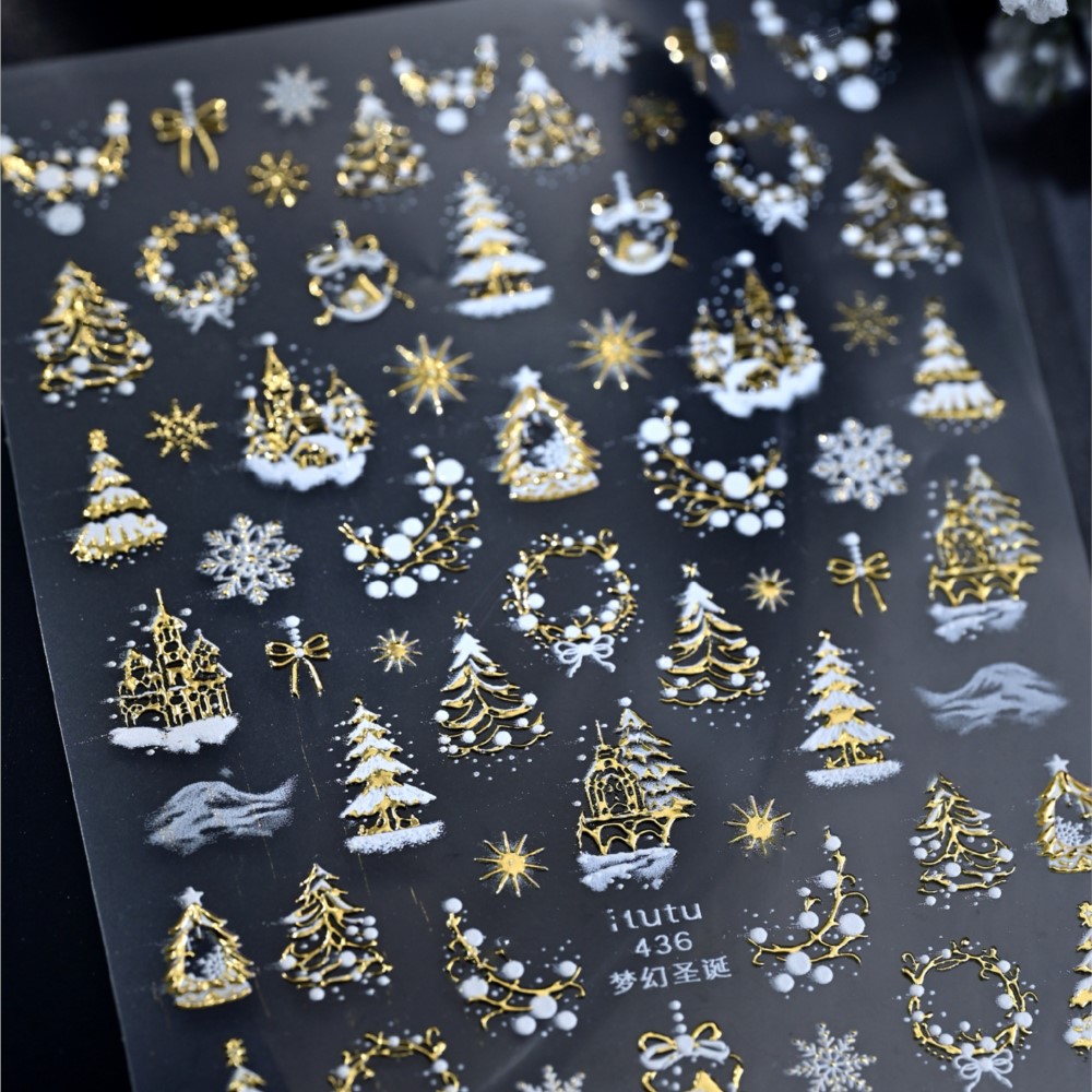 5D тисненный золотой замок/гир – обзор и цена Nail Art Xmas Stickers