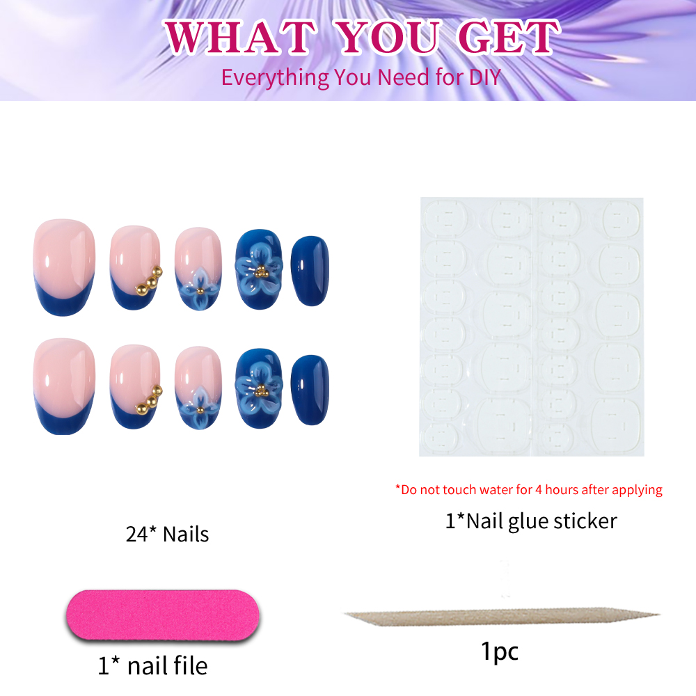 24 шт. коротких овальных 3D-на – обзор и цена Nail Art Halal