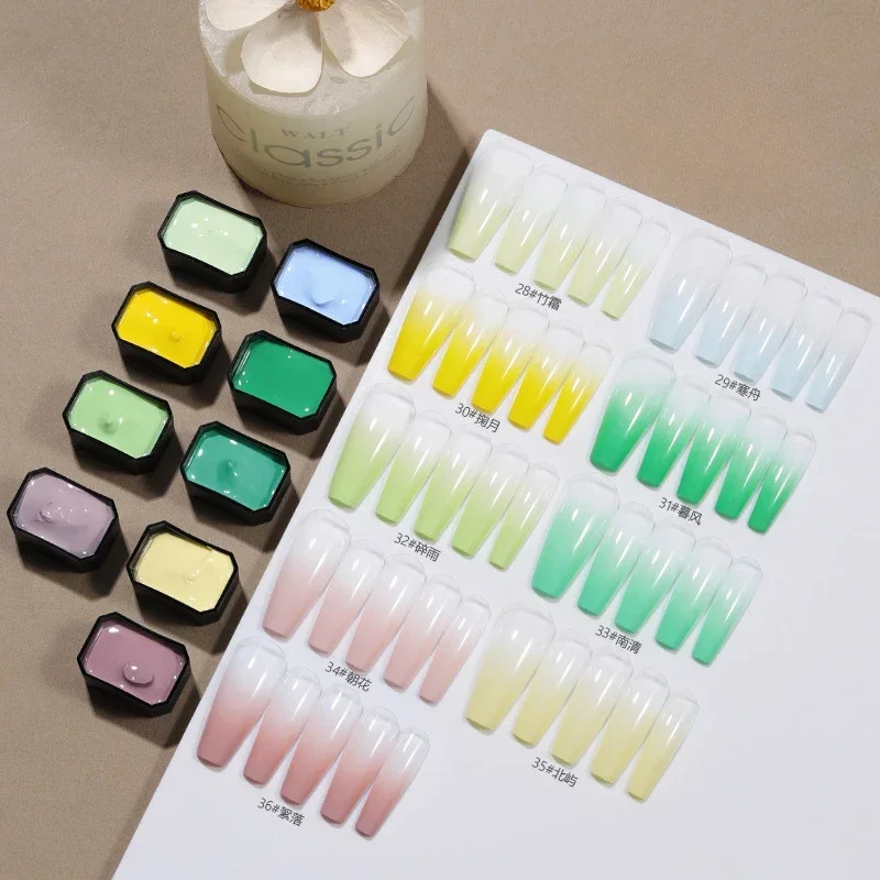 9 цветов/коробка Pat Ombre Гел – обзор и цена Nail Art Ombre Glitter