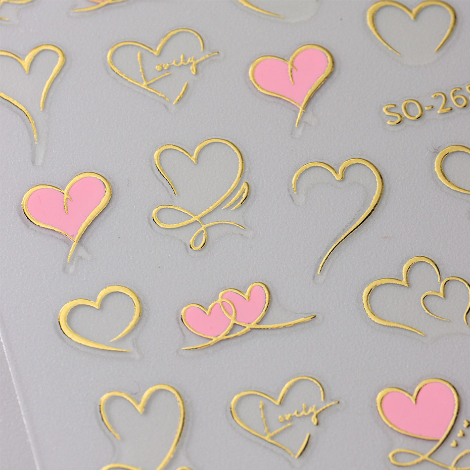 3 шт. Y2K Gold Wave Line Heart – обзор и цена Nail Art Valentine