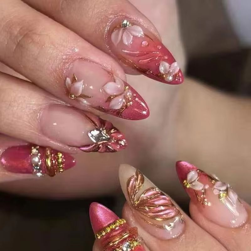24 шт. накладных ногтей в форм – обзор и цена Nail Art Red Wine Cat Eye